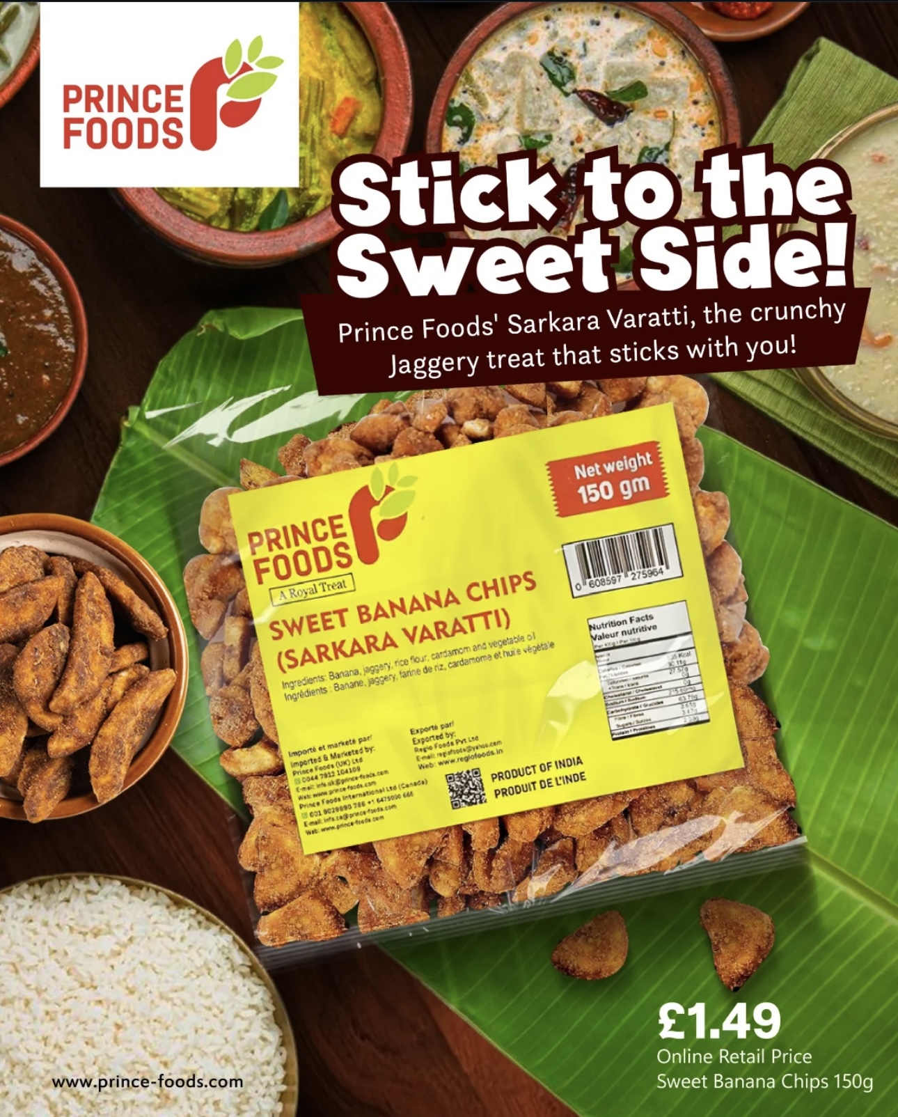 Prince Foods Sweet Banana Chips Sarkarra Varatti 150g