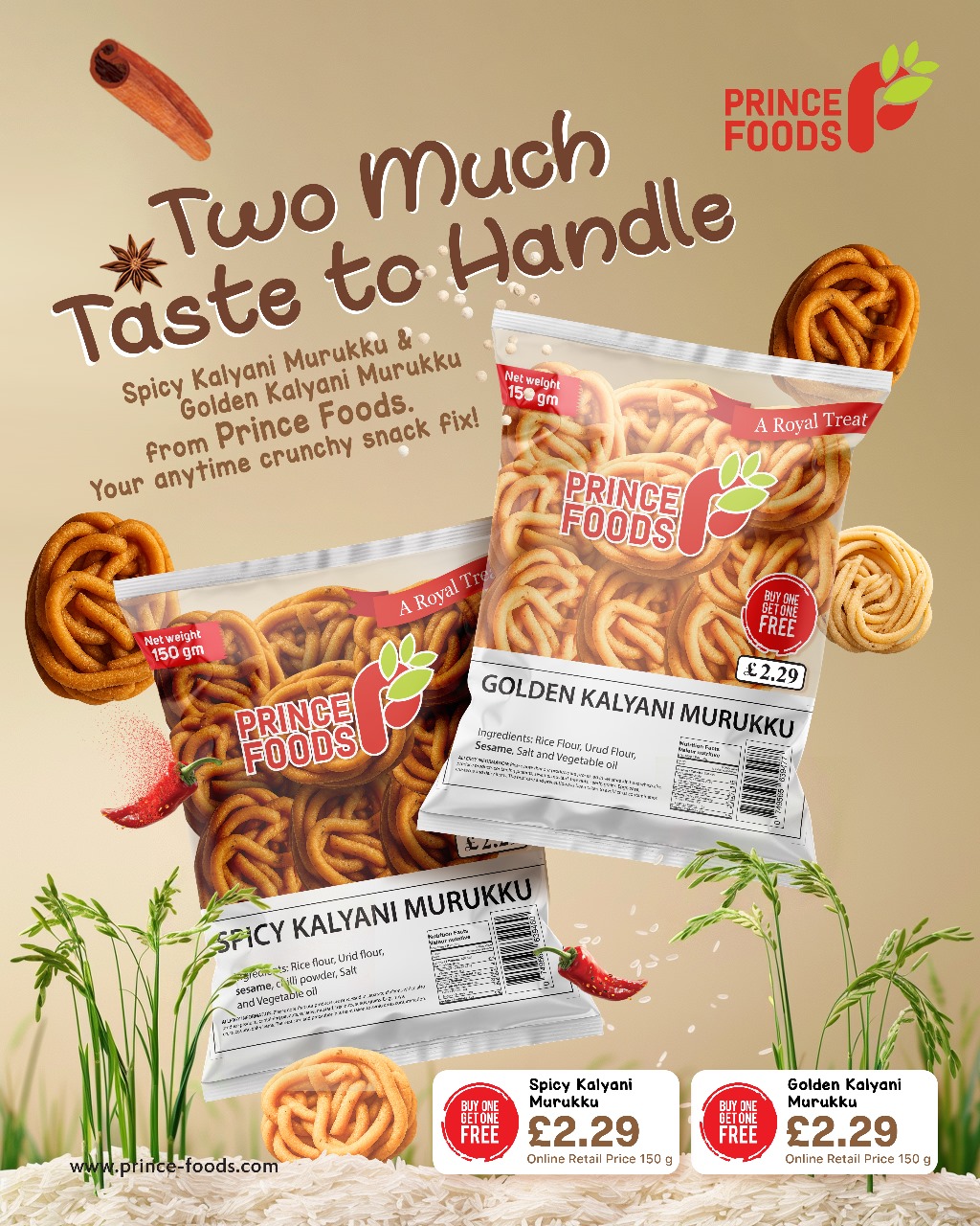 Prince Foods Spicy Kalyani Murukku 150g