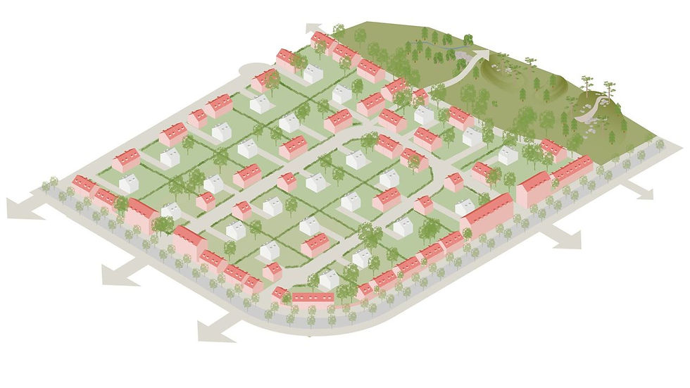 Villaområde till trädgårdsstad. Illustration: Spacescape