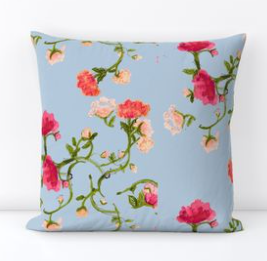 18 x 18 pillow Fancy Floral-lt Blue