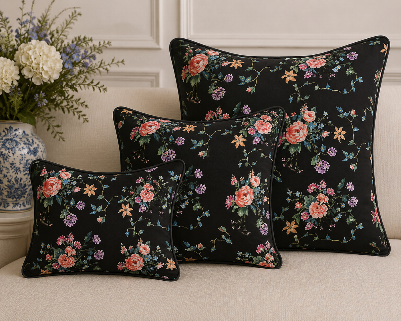 "Margeaux" pillows -black