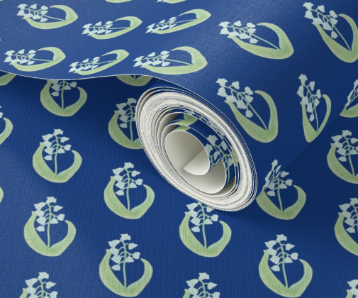 Little Lillies wallpaper in dk Blue