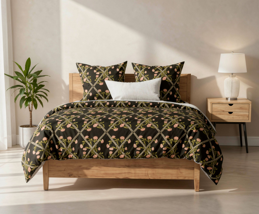Blooms and Bamboo-black