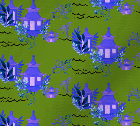 "Pippa;s Pagoda" fabric - dk green