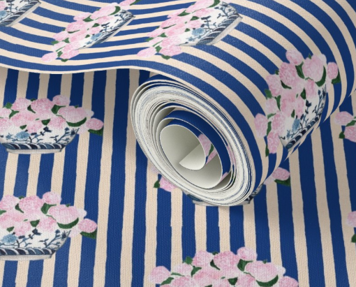 Sumptuous stripes with flowers wallpaper