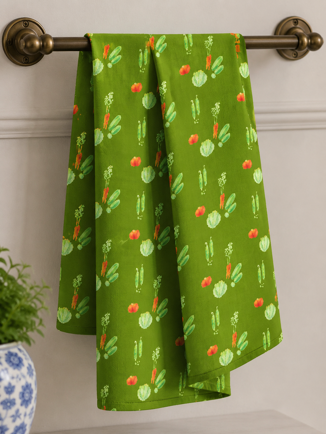 Tea towel in "Salad" blue or green
