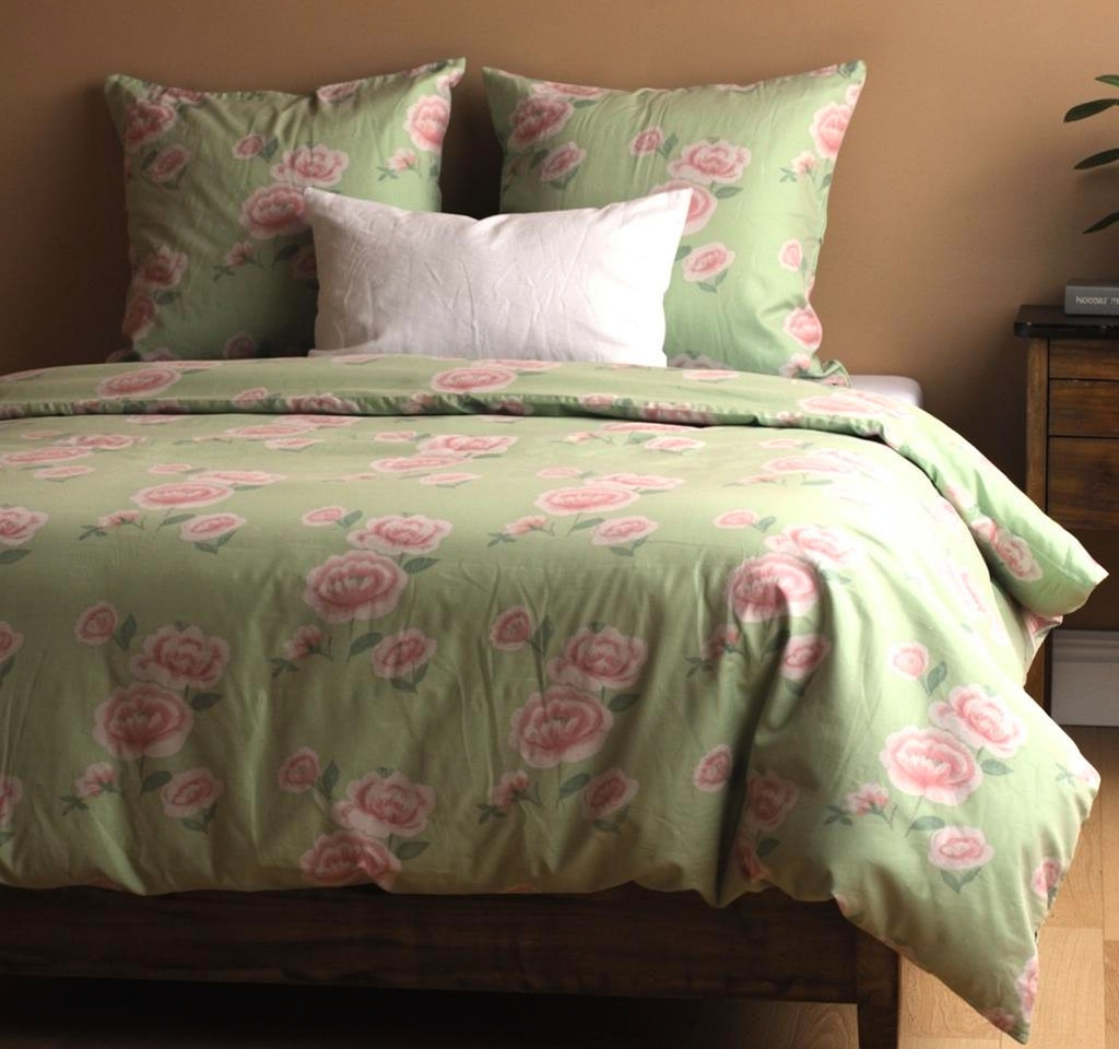 All sizes Duvet cover--Precious Peonies lt green