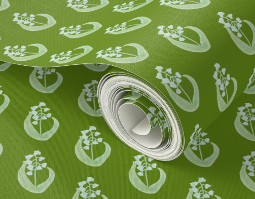 Little Lillies wallpaper-dk green