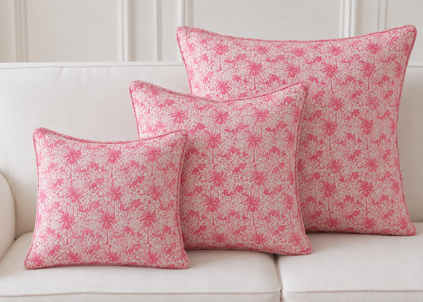 Pillows in "Tea Caddy Chaos" pink