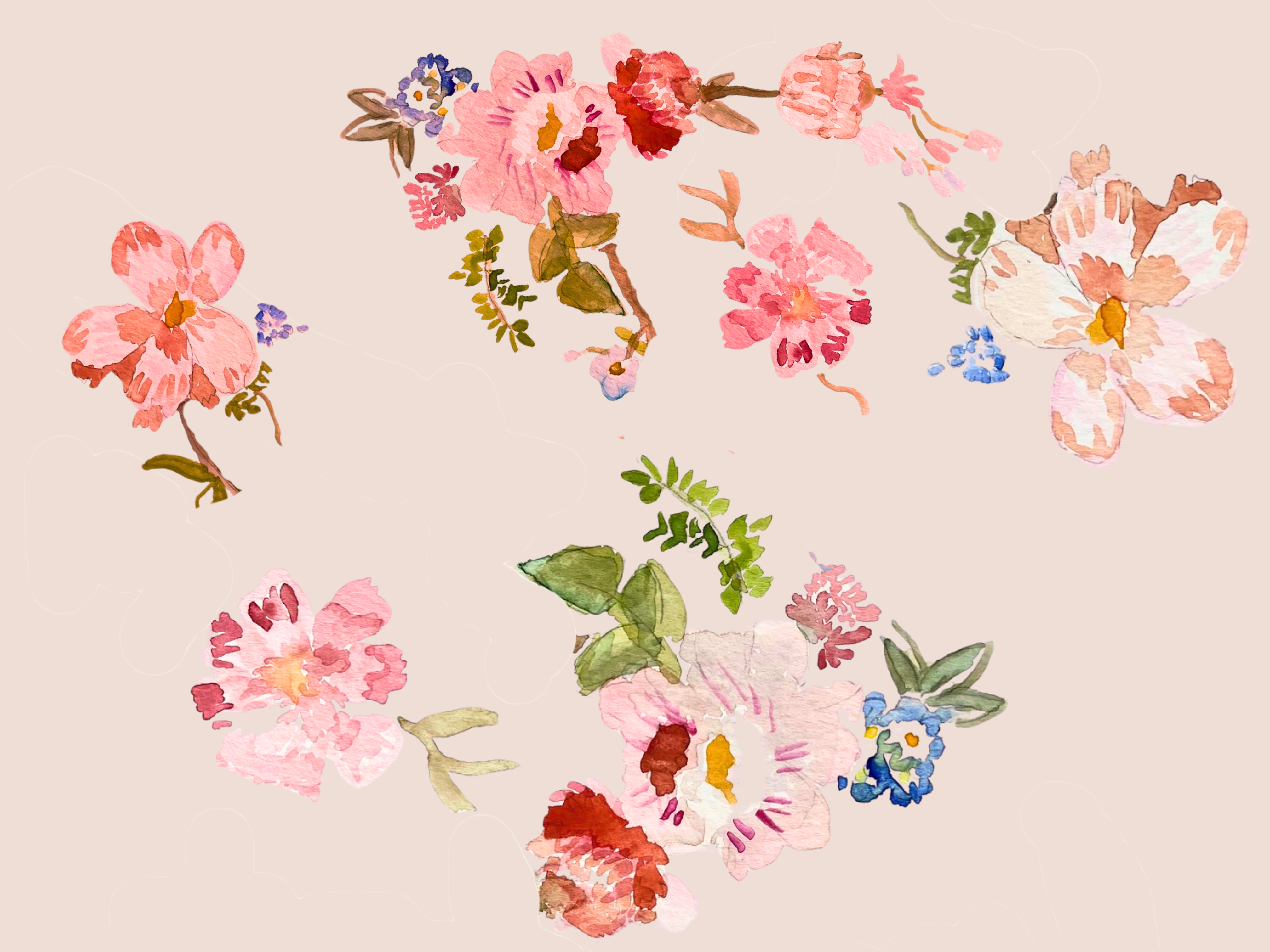 Bonny Blossoms"fabric- pink