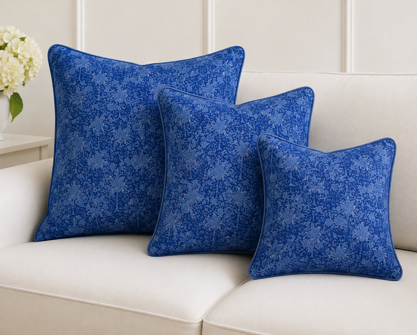 Pillows in "Tea Caddy Chaos" dk blue