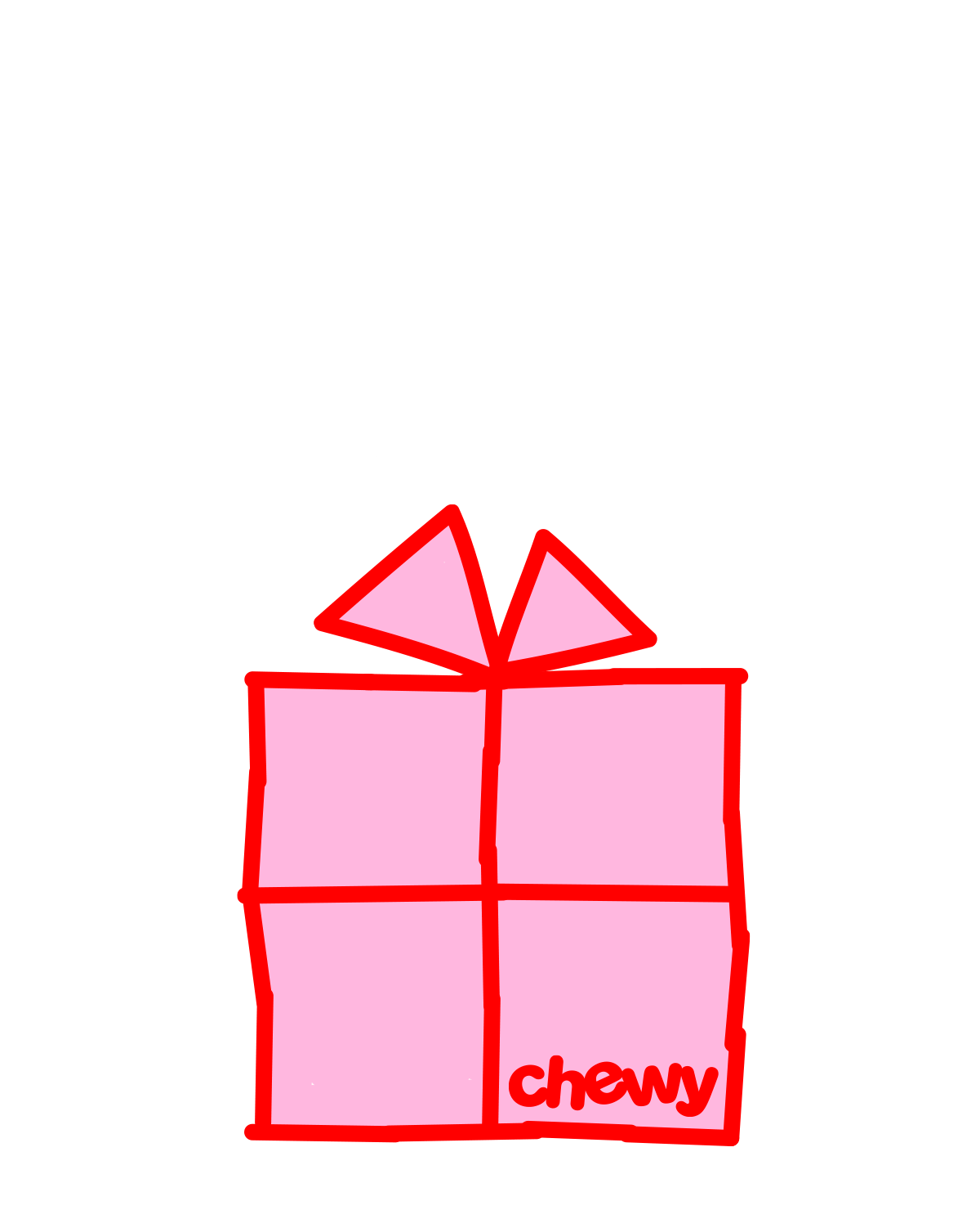 Illustration of a gift opening and a dog is coming out