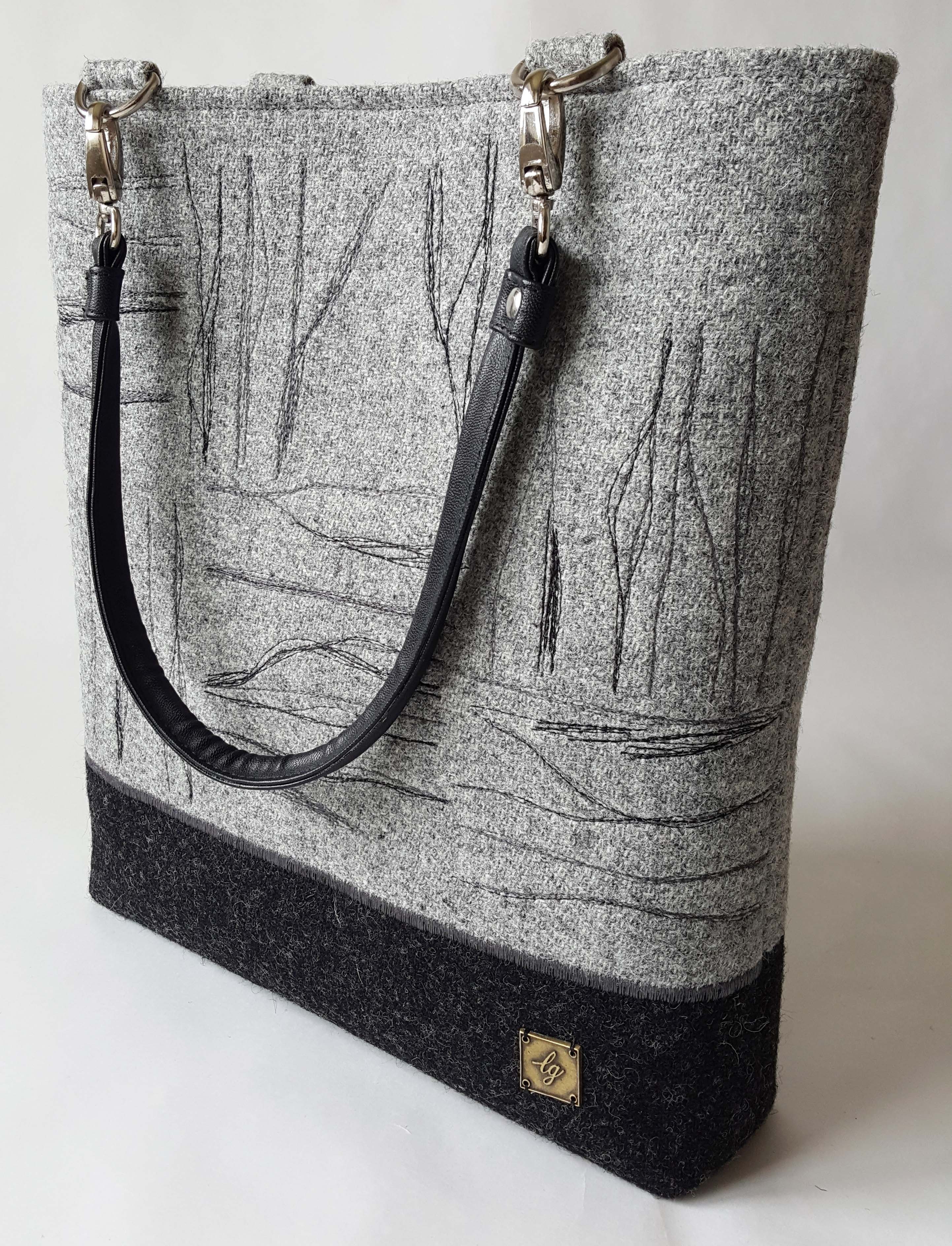 Grey stitched large bag