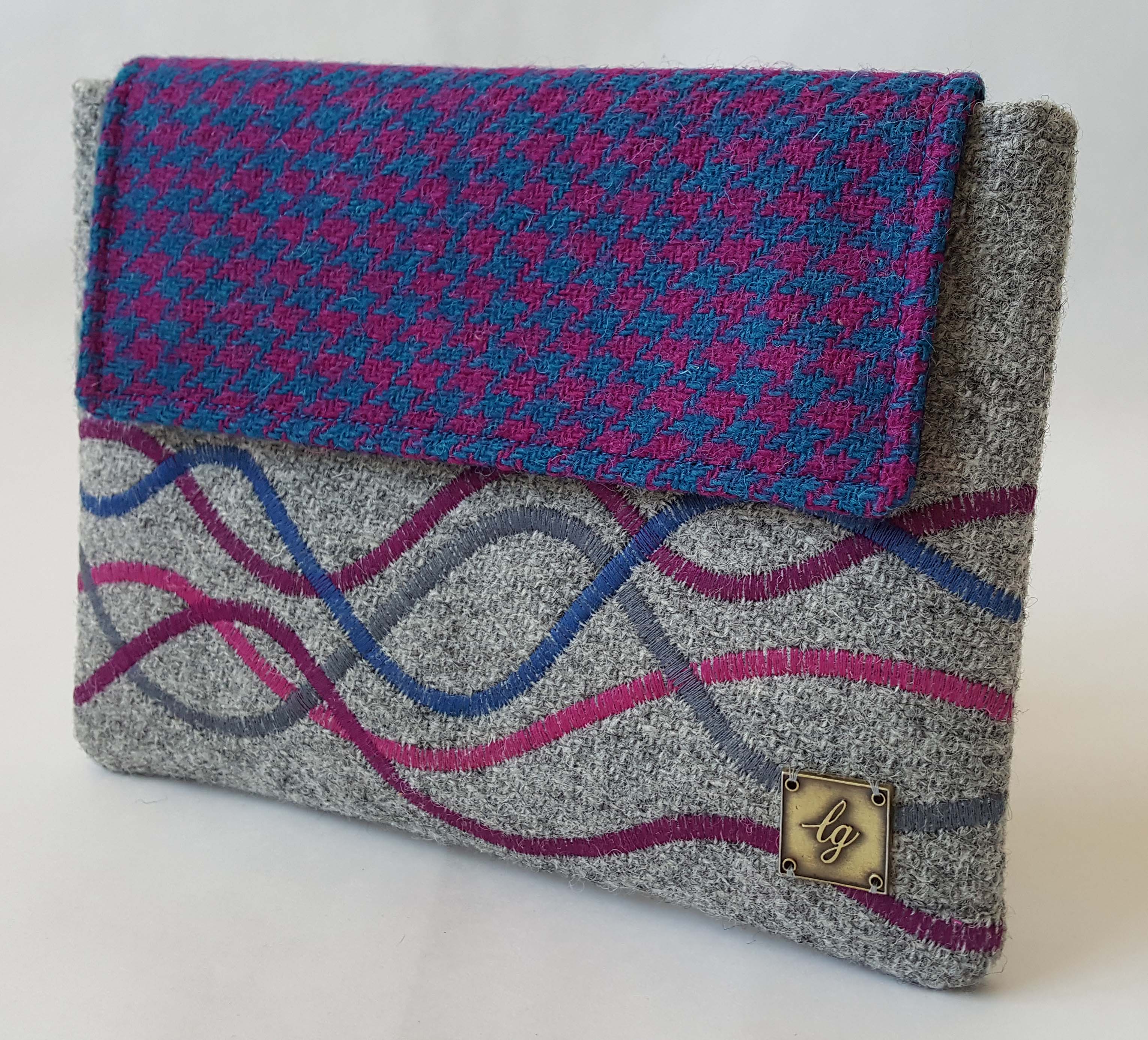 Blue and purple tablet case/clutch