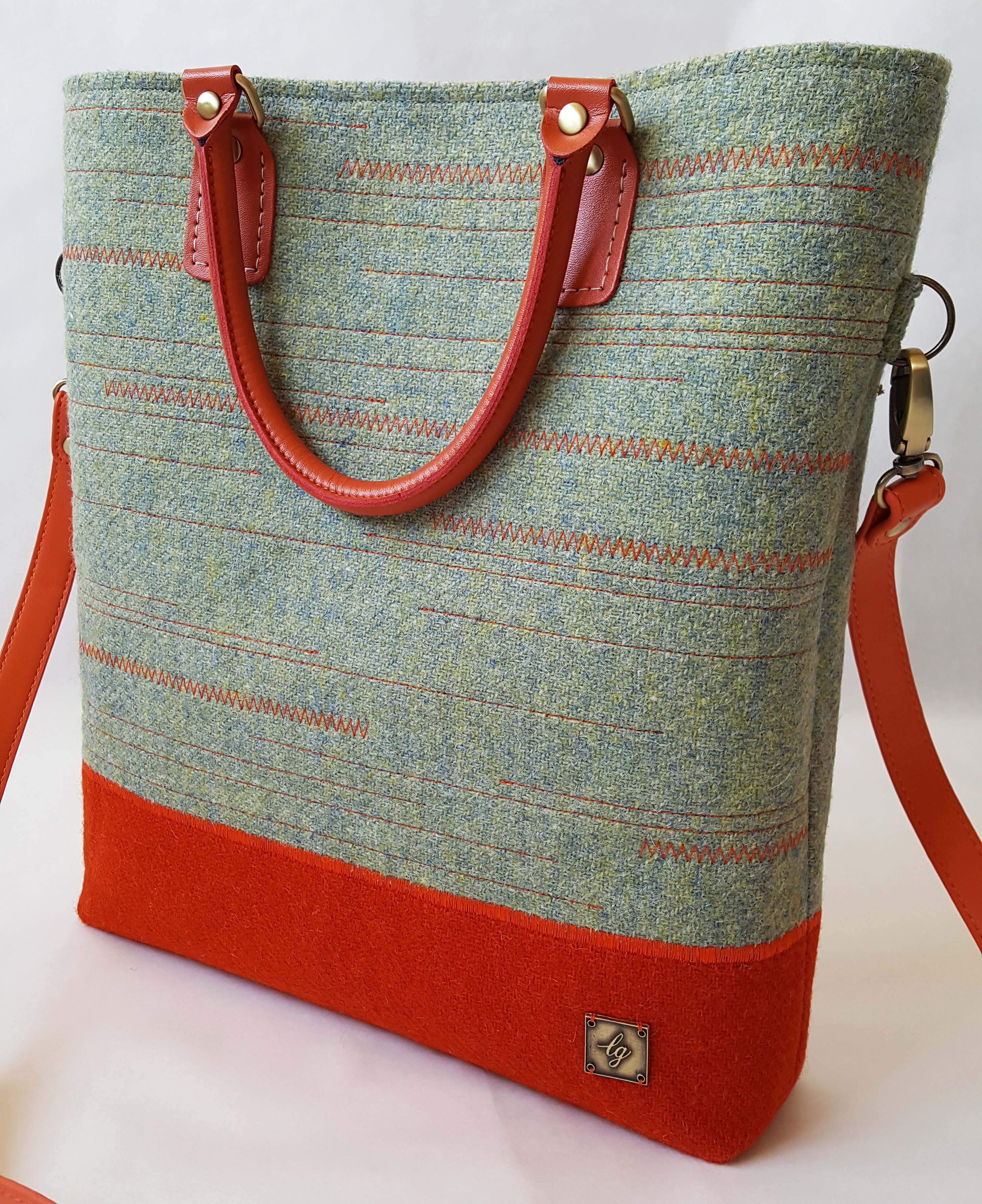 Patterned green and orange Bag