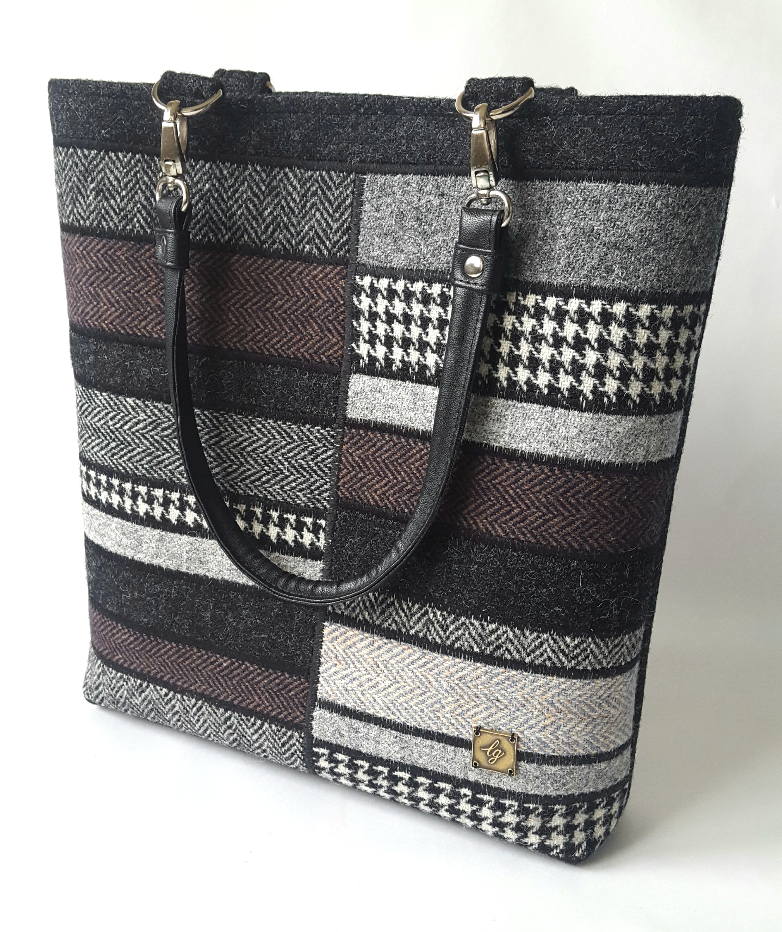 Large black paneled bag