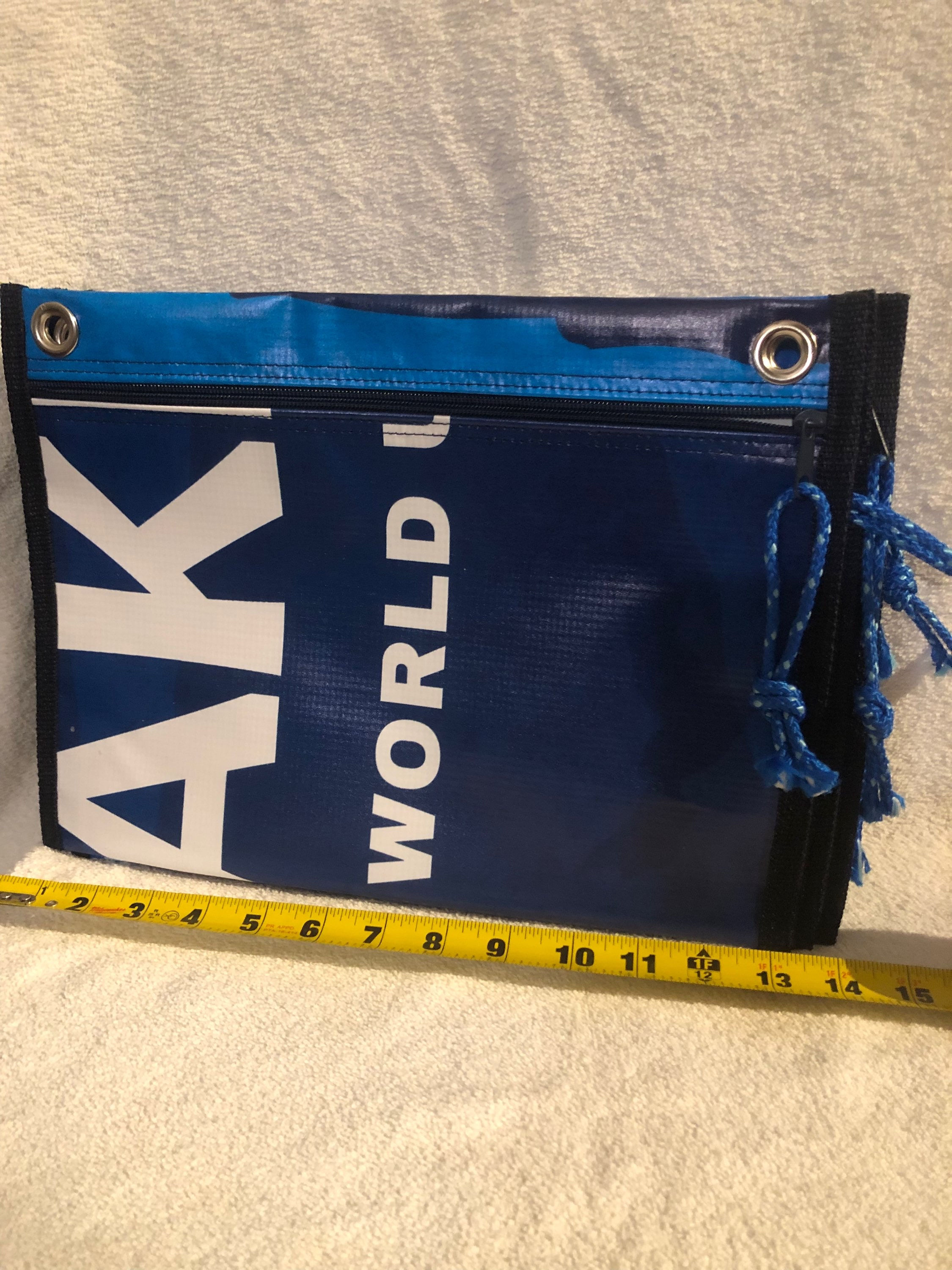 Large zip pouch with advertising banner