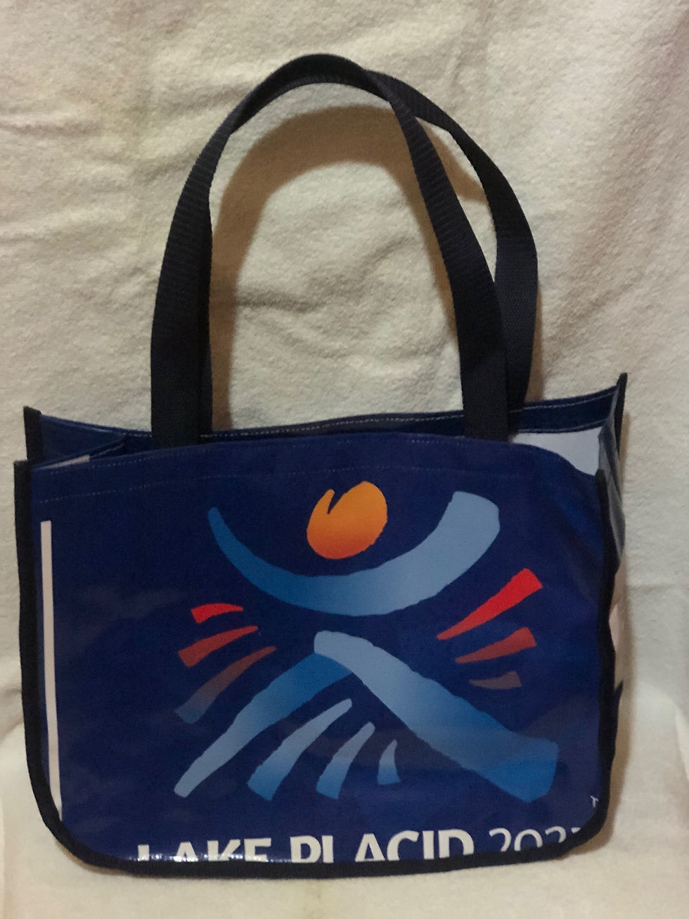 Thumbnail: Open tote made from Lake Placid event banners