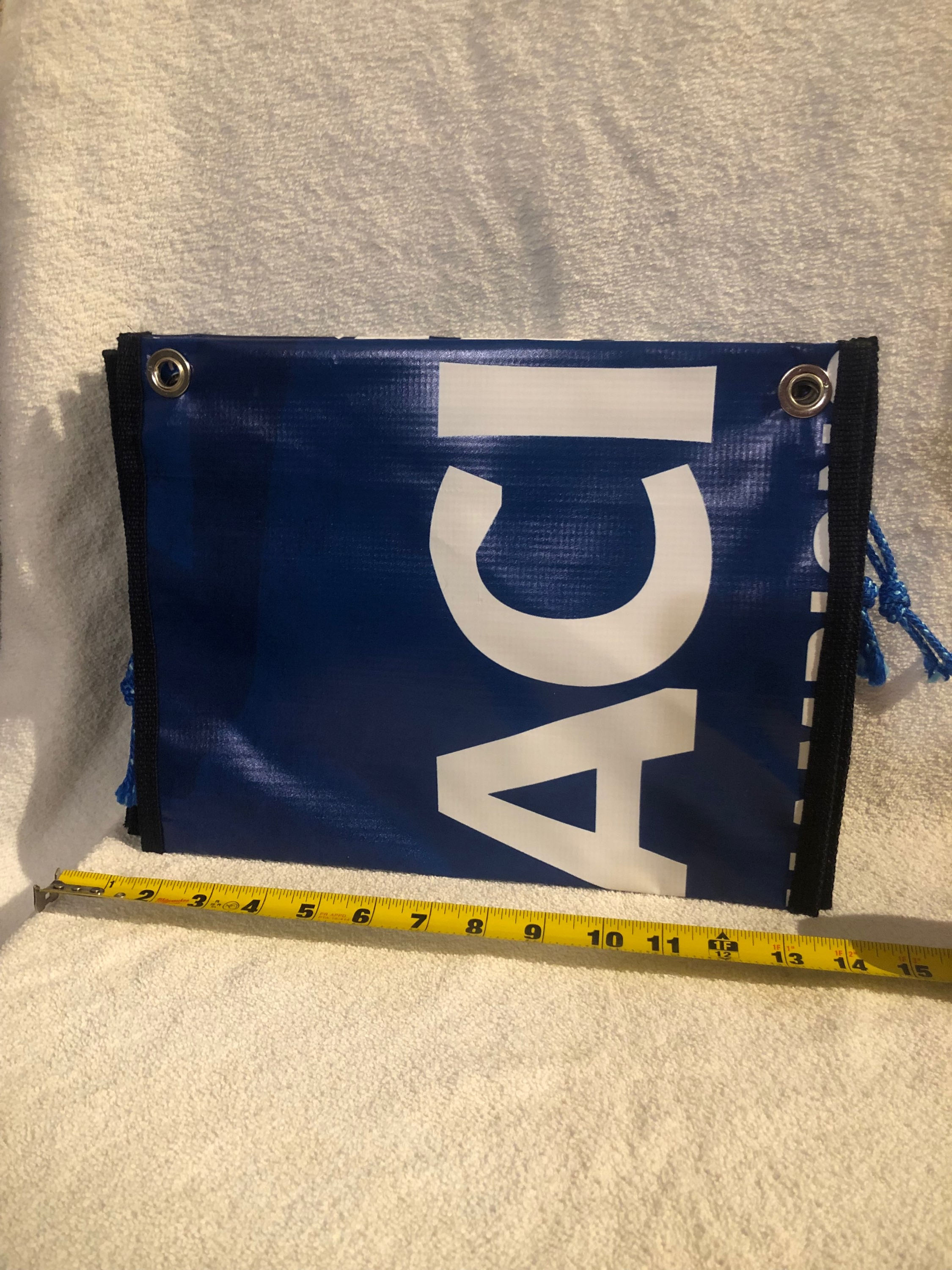 Large zip pouch with advertising banner