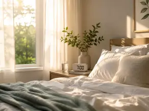 Peaceful bedroom representing healthy sleep habits and mental wellness for people in Seattle.
