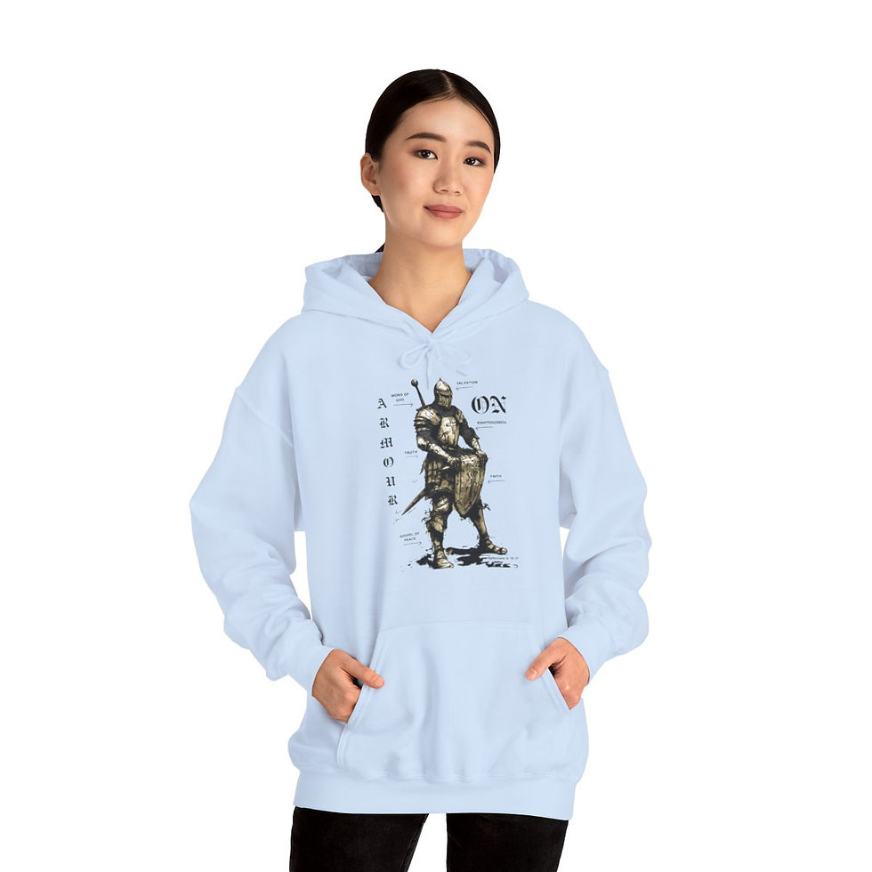 Thumbnail: Amour On Unisex Heavy Blend™ Hooded Light Coloured Sweatshirt 