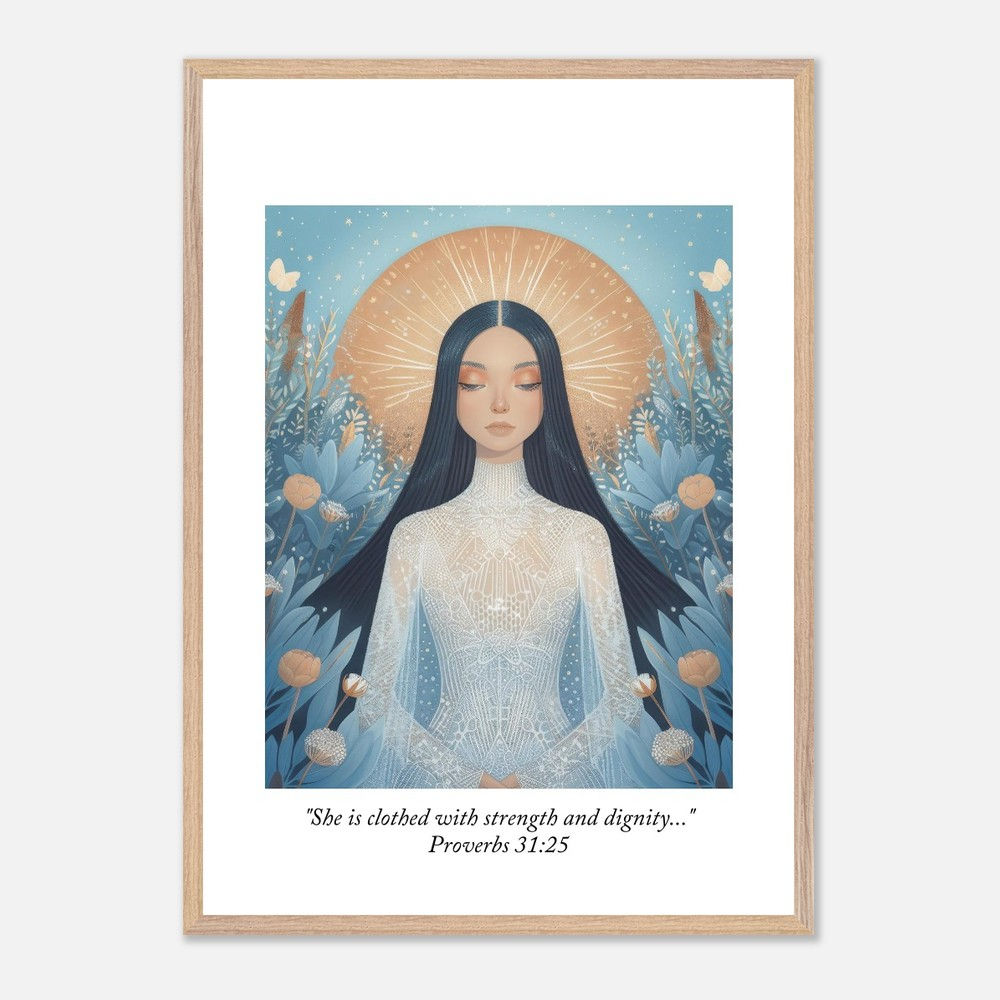 Faith Matriarch Poster | Proverbs 31:25 Framed Art | Elegant Faith Gift