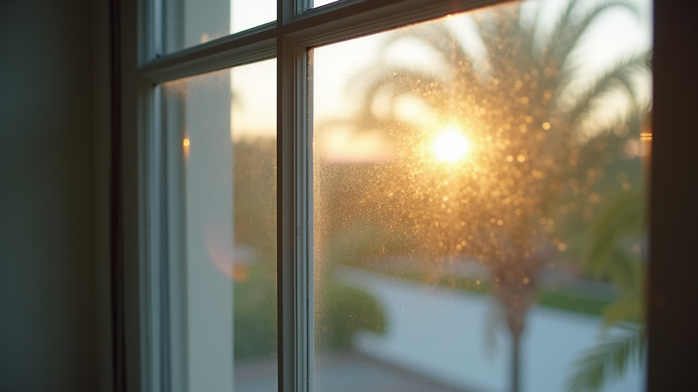 Close-up view of a window being professionally tinted in a Florida home