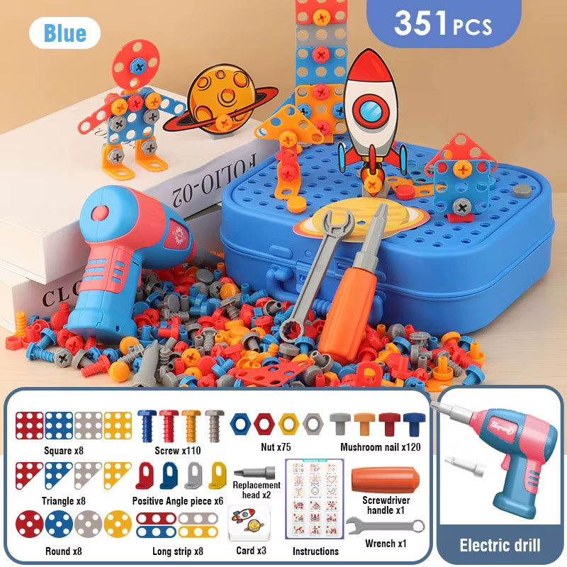 Thumbnail: Children Tool Set Electric Drill Screw Nut Puzzle Toys Pretend Play 
