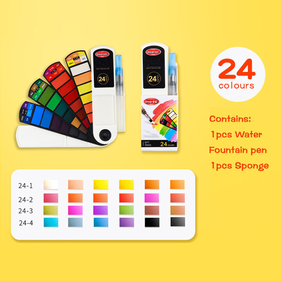 Thumbnail: Solid Watercolor Pigment Set Foldable Travel Watercolor with Water Brush Pen
