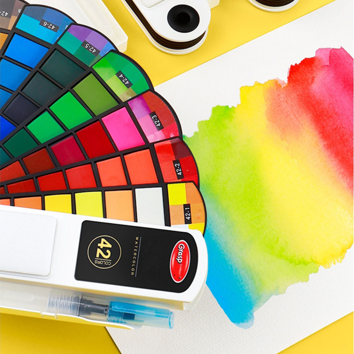 Solid Watercolor Pigment Set Foldable Travel Watercolor with Water Brush Pen
