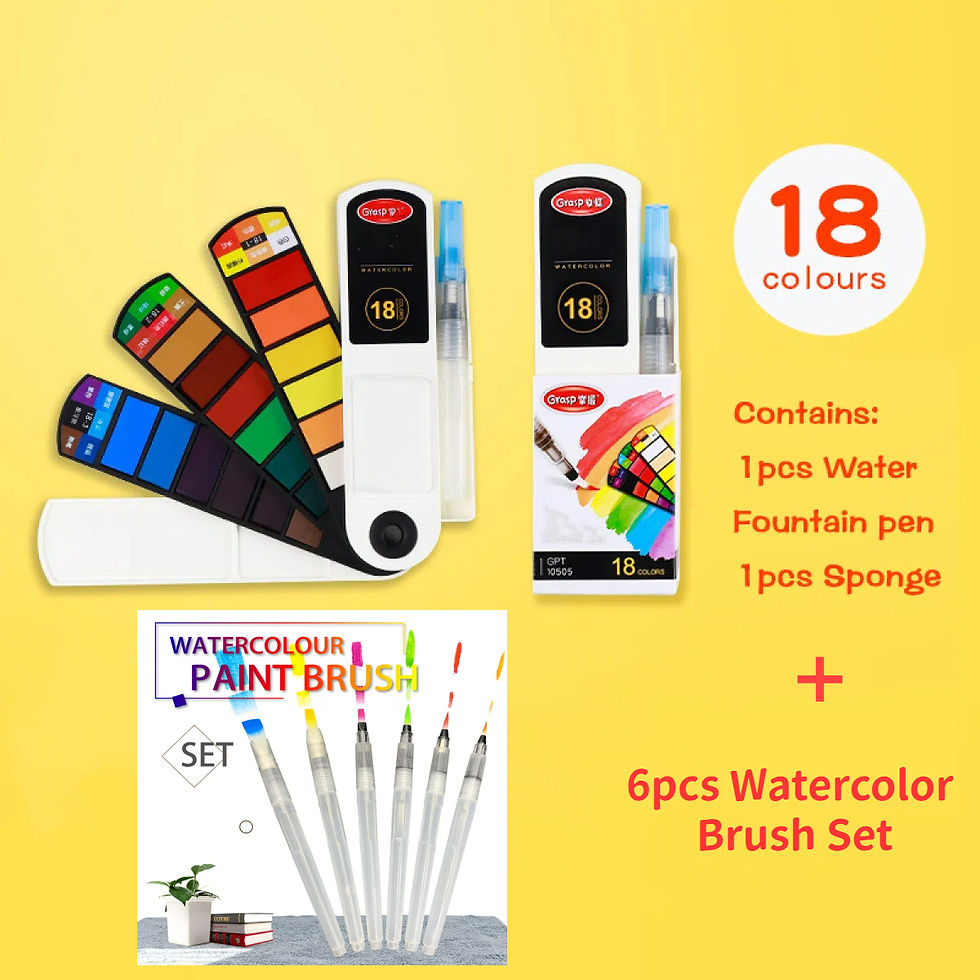 Thumbnail: Solid Watercolor Pigment Set Foldable Travel Watercolor with Water Brush Pen