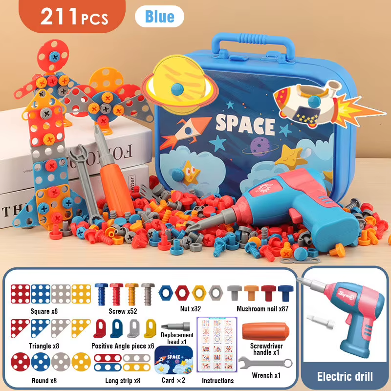 Children Tool Set Electric Drill Screw Nut Puzzle Toys Pretend Play