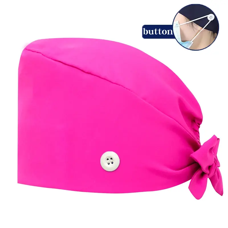 縮圖：Unisex Scrub Cap with Buttons – Ear-Protection Surgical Hat for Long Hair