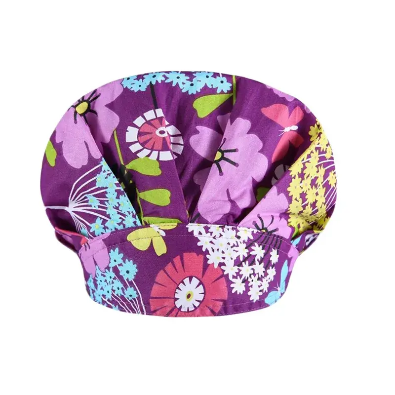 Miniatura: Printed Ponytail Scrub Cap – Adjustable Cotton Nurse Hat & Turban Head Cover