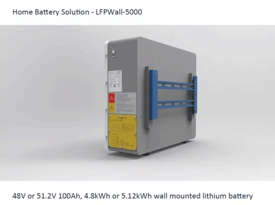 Thumbnail: Power Wall Battery For Home Solar Energy System ESS BMS 51.2V 100Ah 5Kwh