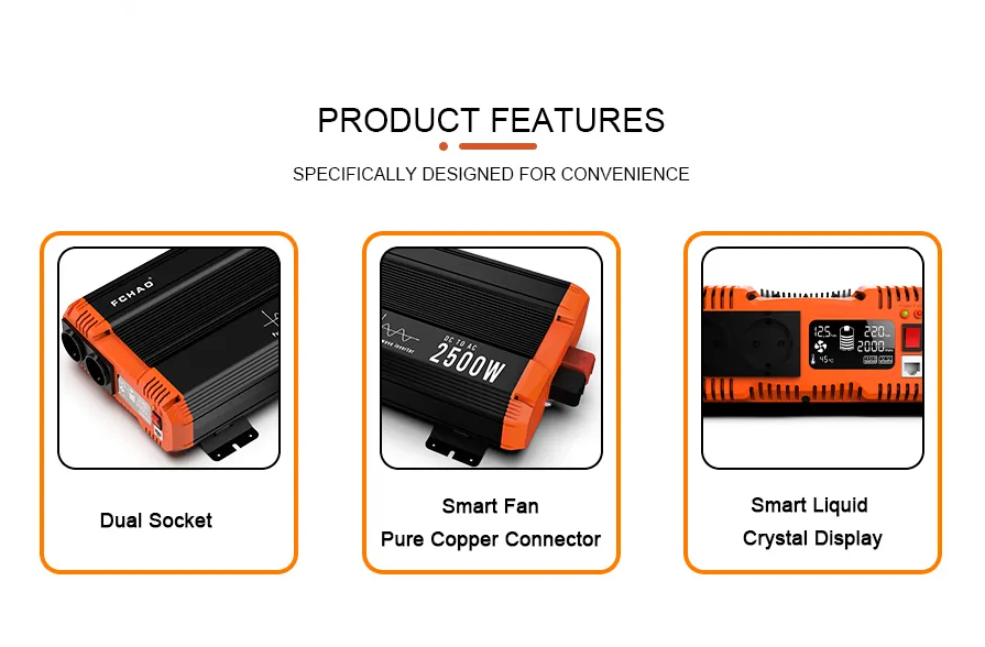 Thumbnail: 2.5kw FCHAO Pure Sine Wave Solar High Frequency Ac Inverter 230V 50Hz KSC-2500W