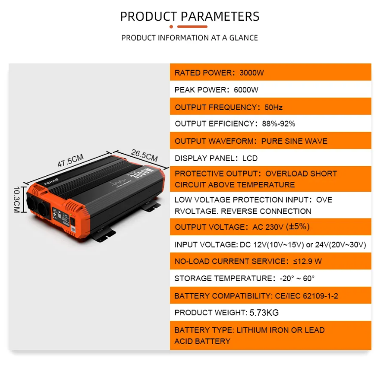 Miniatura: 3kw FCHAO Solar Inverter Peak Power 6kw KSC-3000W