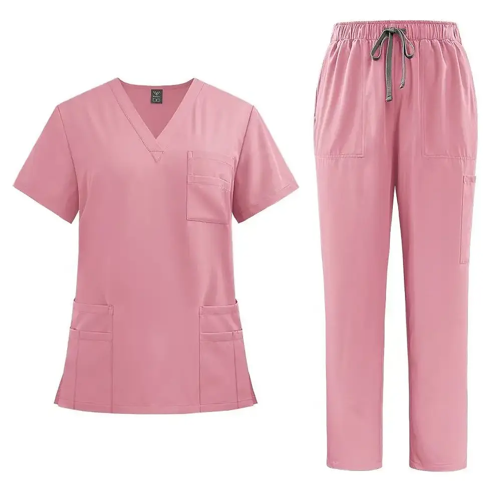 Thumbnail: Elasticity Spandex Quick Dry Fabric Style Nurse Stretch Nurse Scrubs Set