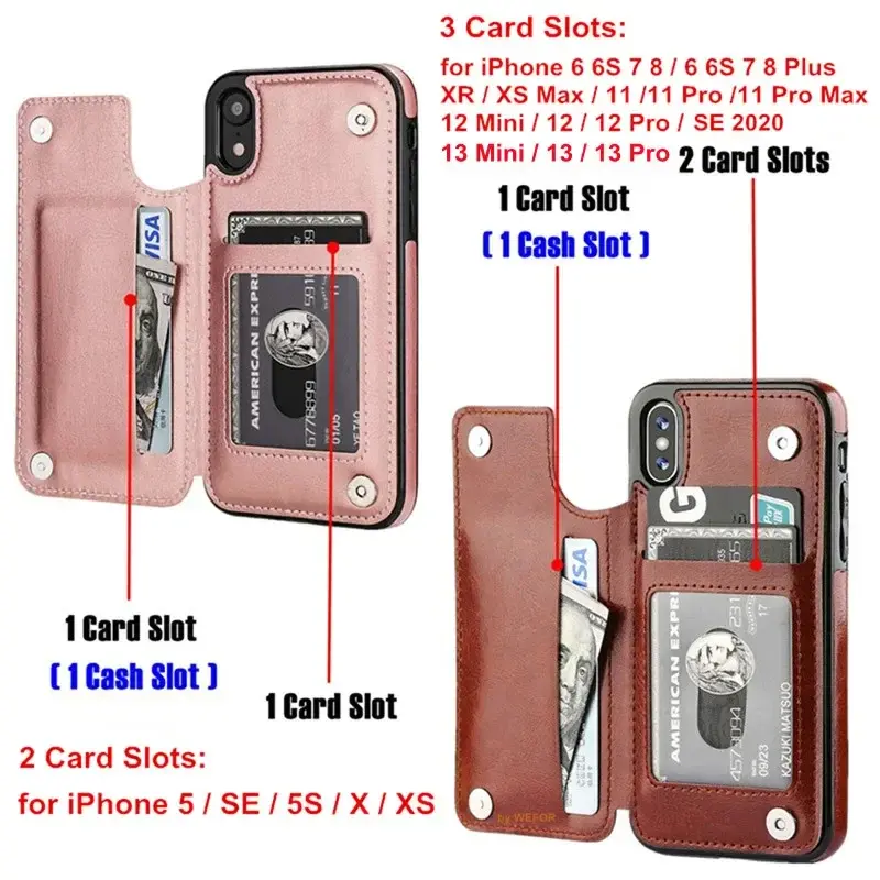 Thumbnail: Coverfor iPhone 14 13 11 12 Pro XS Max XR X SE 6S 6 7 8 CardHolder SlotsFlipCase