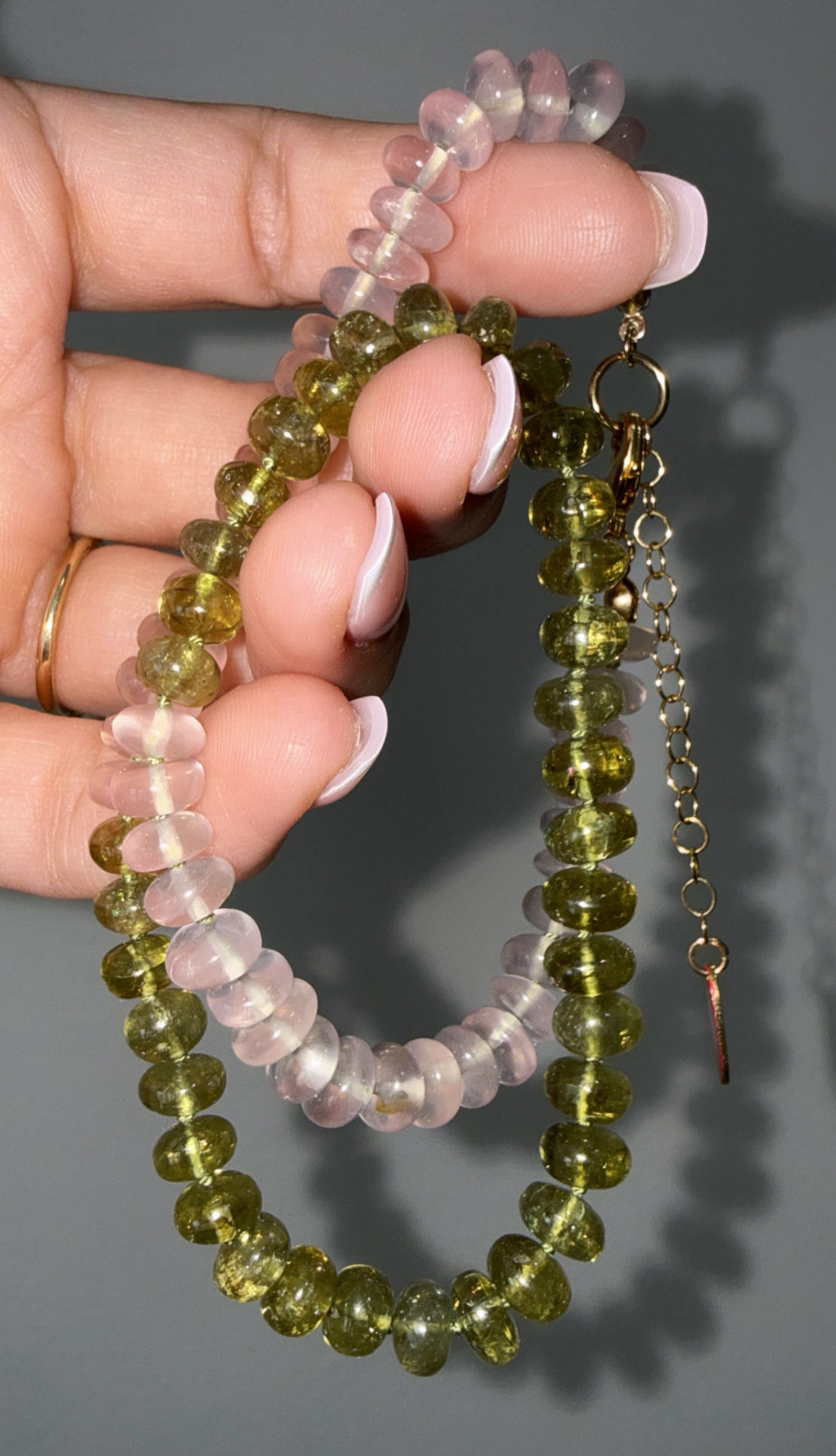Vesuvianite & Rose Quarts Gemstone Necklace