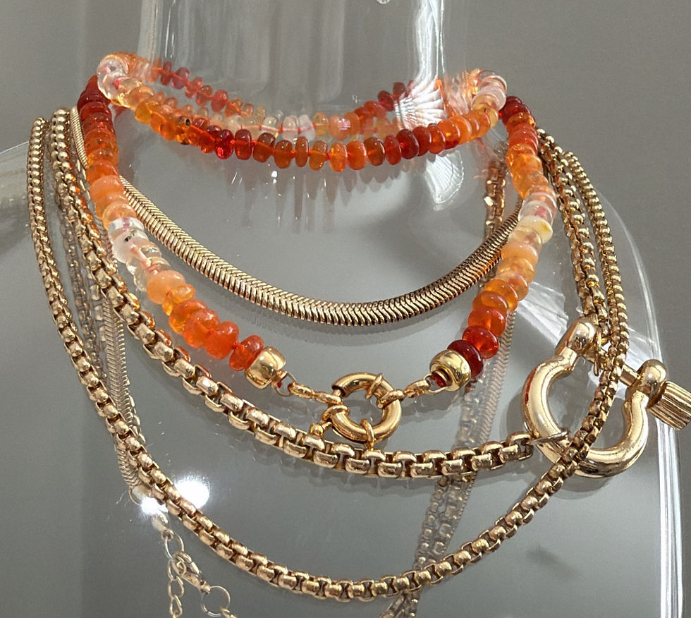 Thumbnail: Mexican Fire Opal Candy Gemstone Necklace
