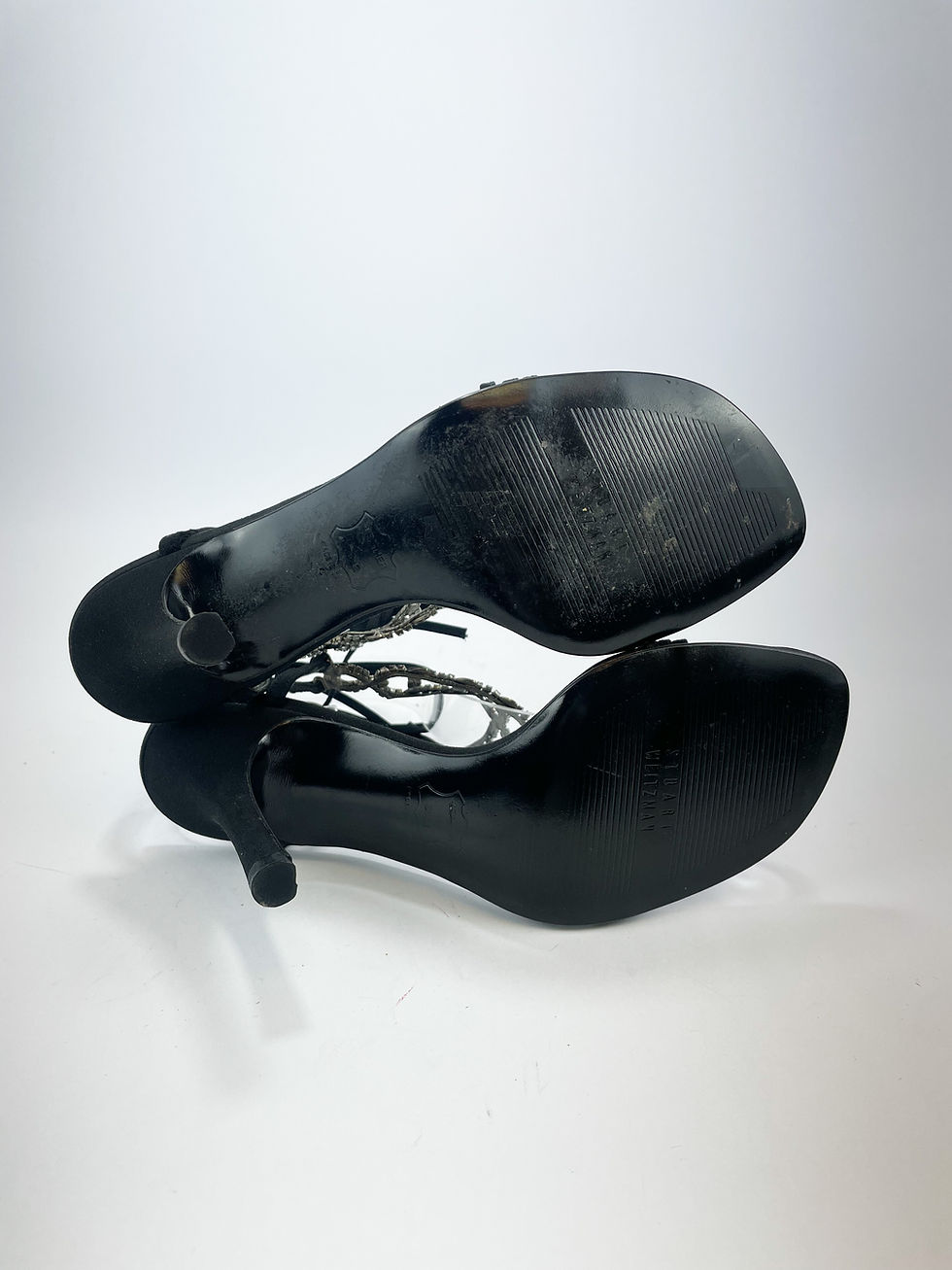 Miniatura: Stuart Weitzman Sandália de Tecido Preto de Pedraria - 34BR