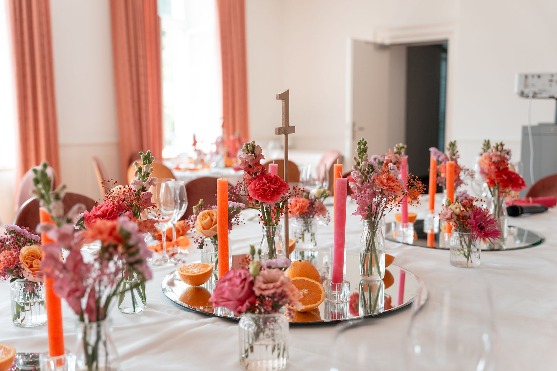 Tischdeko für eine Hochzeit im Bad Schauenburg in Liestal
