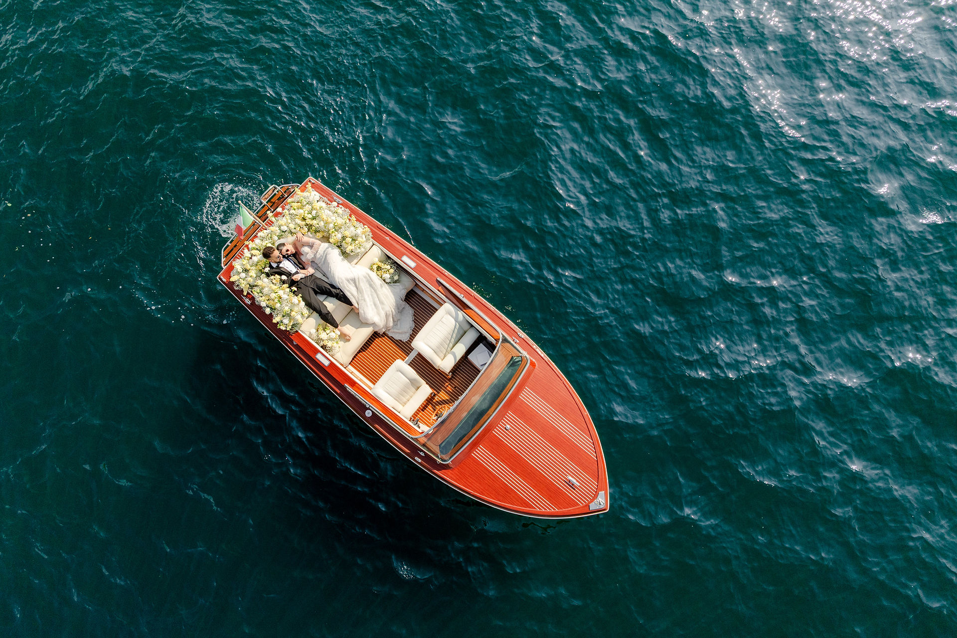 Boot auf Lake Como mit Brautpaar