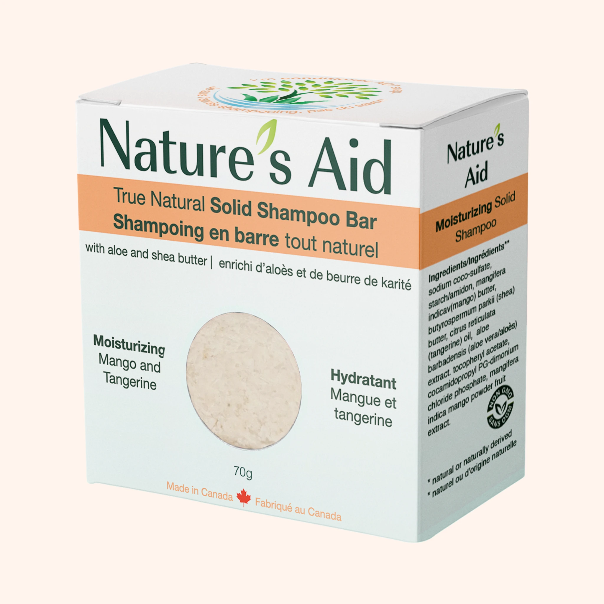 Nature's Aid True Natural Moisturizing Mango and Tangerine shampoo bar