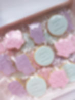 Mermaid cookies in pink, purple and blue