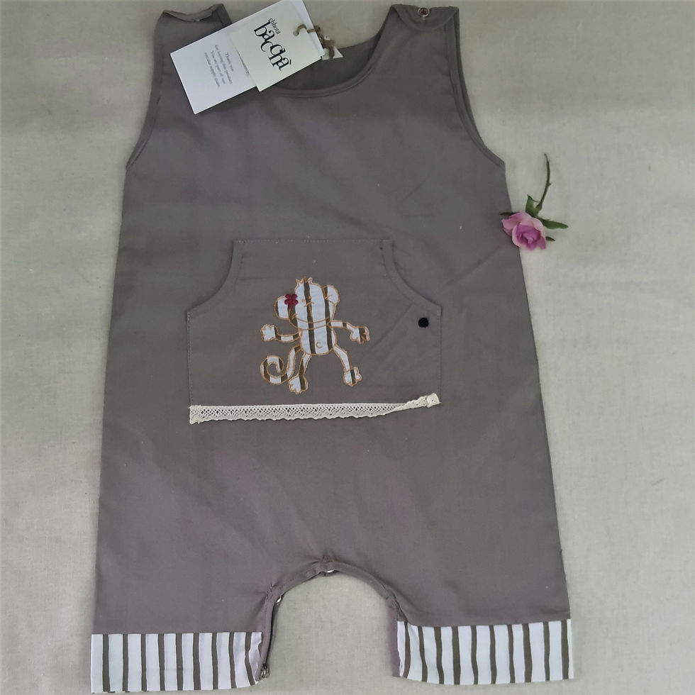 Thumbnail: Solid Grey Romper With Bandar Log Embroidery Universal one piece