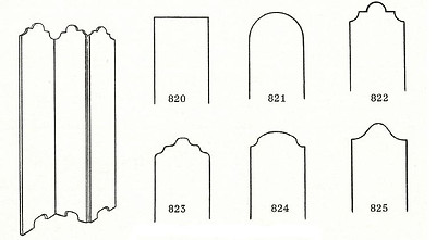 Line drawing of examples of folding screens