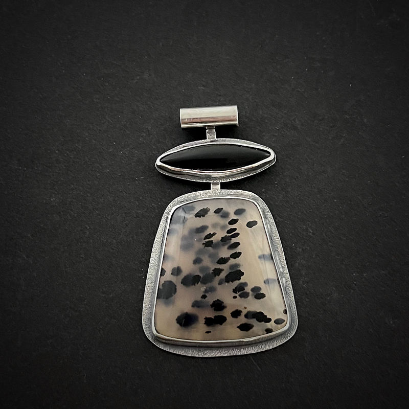 Thumbnail: Montana Agate and Onyx Pagoda Pendant