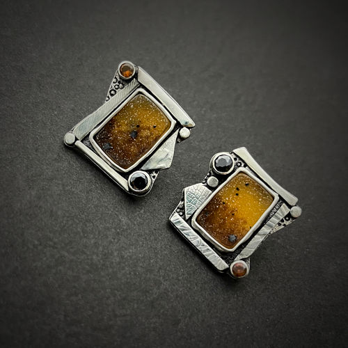 Druzy and Citrine Pagoda Earrings